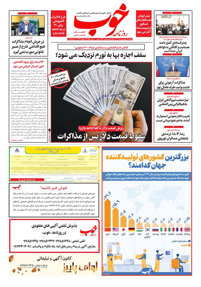 روزنامه خوب شماره 1530