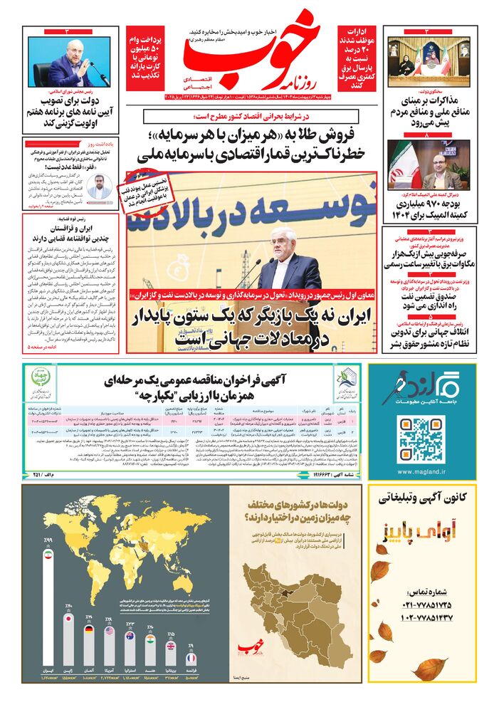 روزنامه خوب شماره 1538