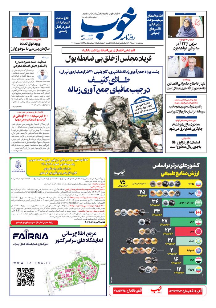 روزنامه خوب شماره 1719