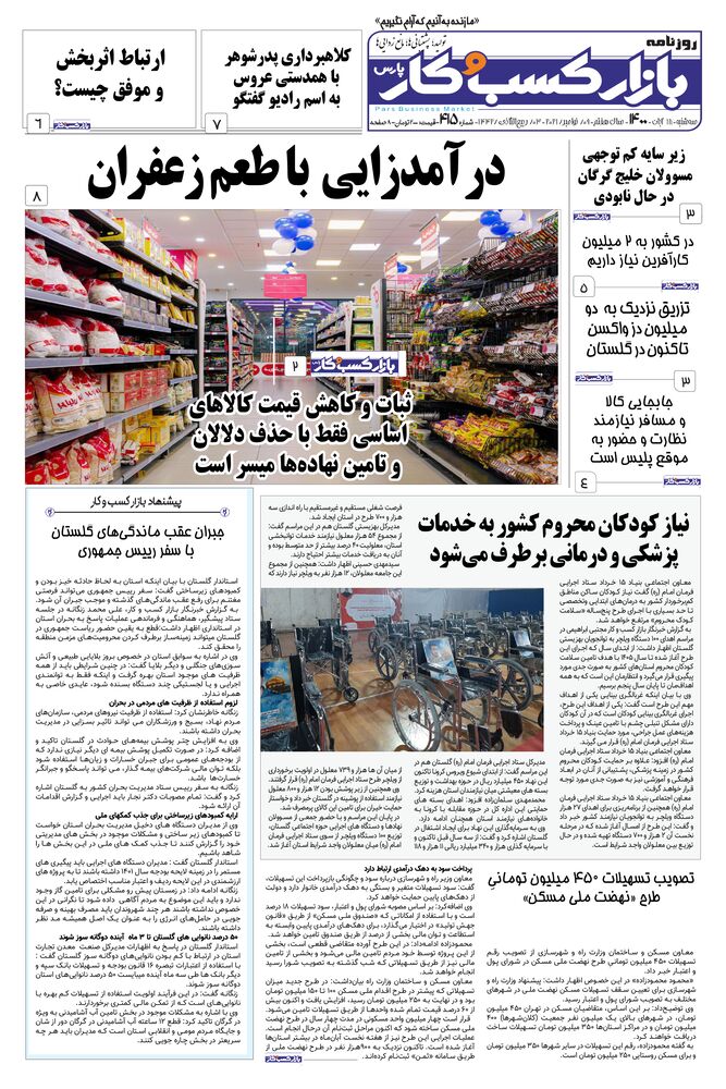 روزنامه بازار کسب و کار پارس شماره 415