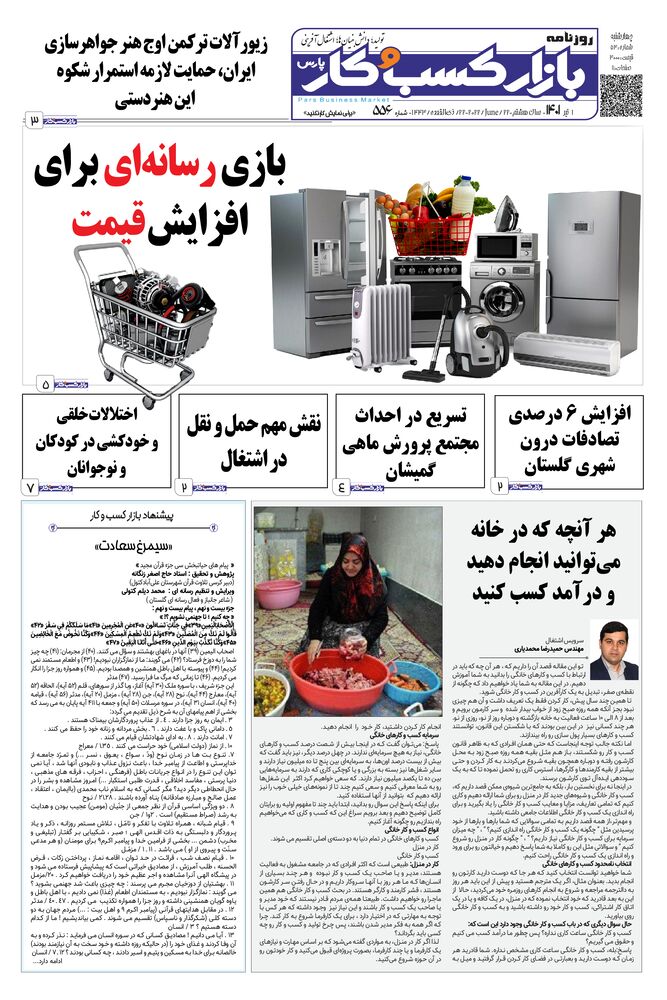 روزنامه بازار کسب و کار پارس شماره 556