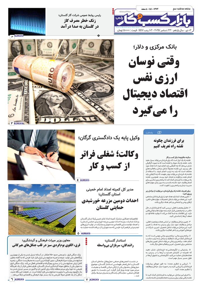 روزنامه بازار کسب و کار پارس شماره 1374