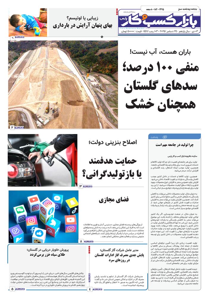 روزنامه بازار کسب و کار پارس شماره 1375