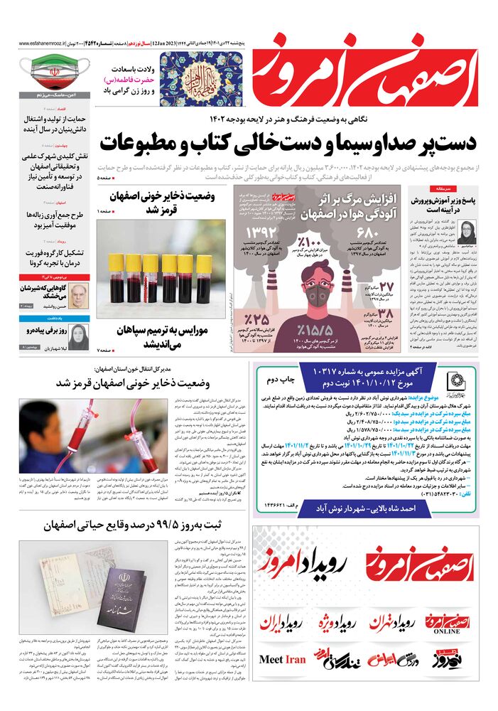 روزنامه اصفهان امروز شماره 4542