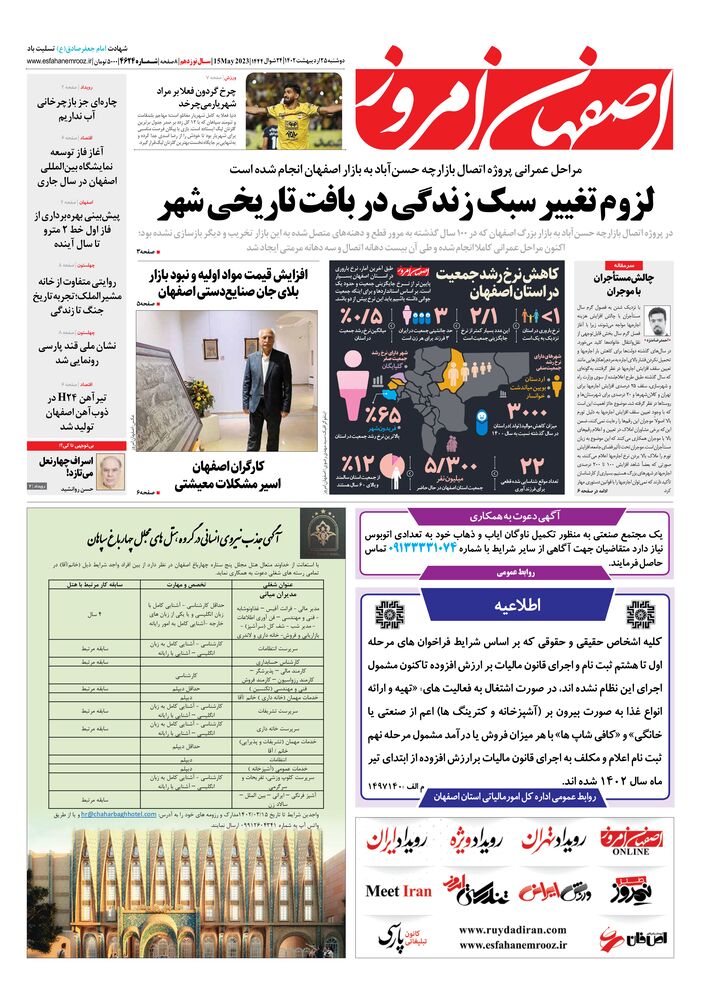 روزنامه اصفهان امروز شماره 4624