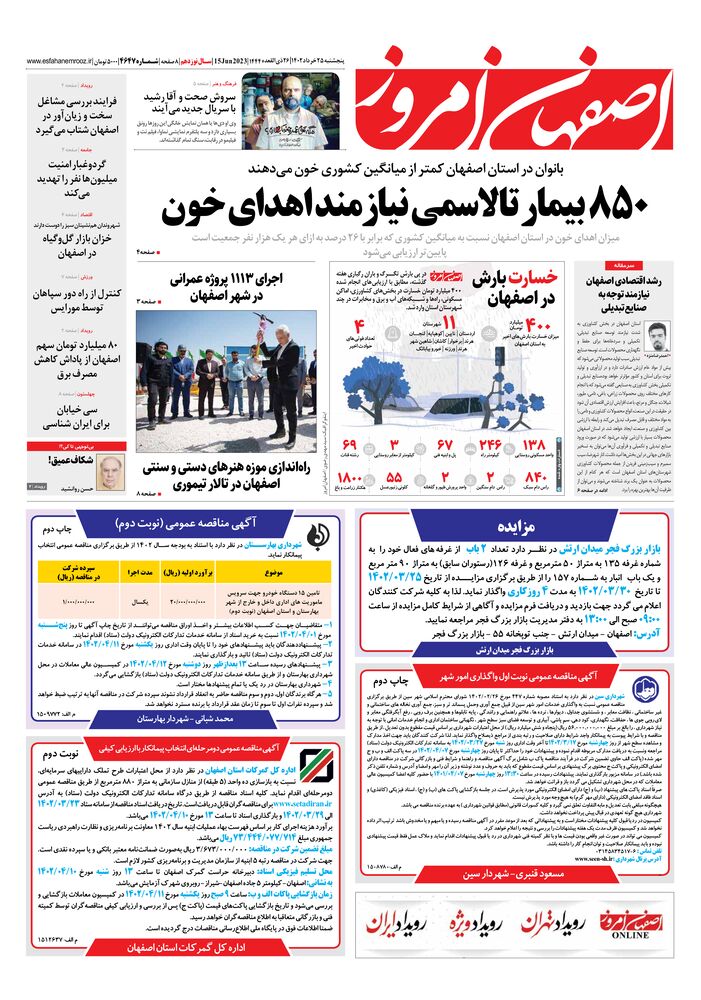روزنامه اصفهان امروز شماره 4647